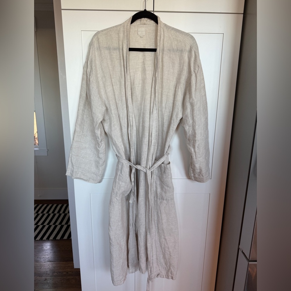 Vakko Natural Linen Robe